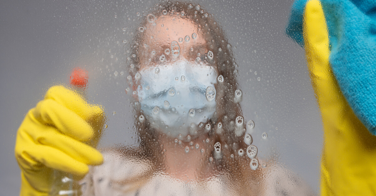 Cleaning with viruses and bacteria at home. ozone disinfection